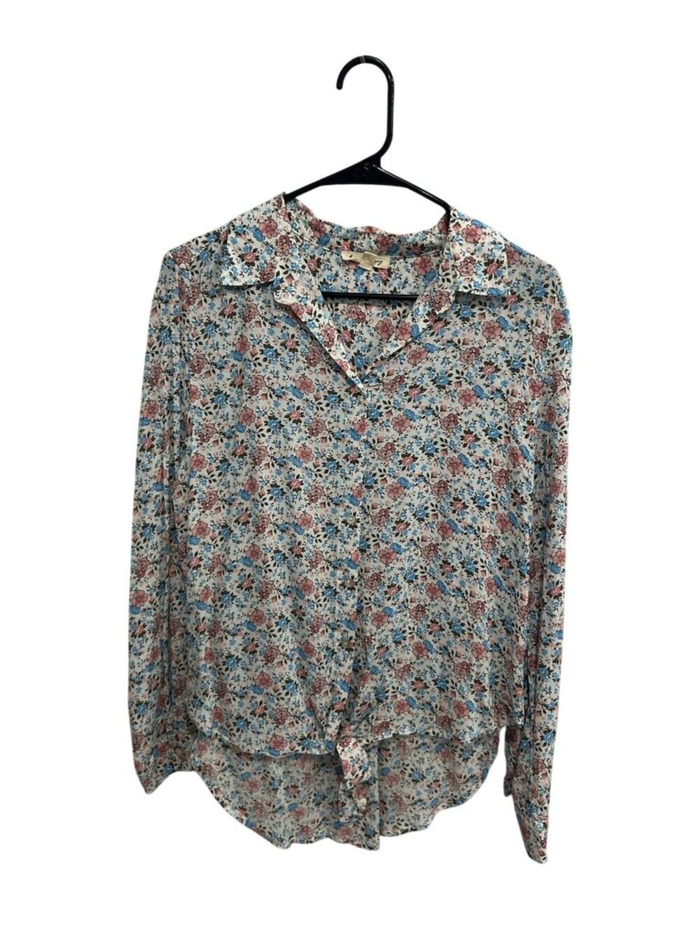 Jane And Delancey Medium Floral Button-Up Tie Front Blouse Cottagecore Whimsical